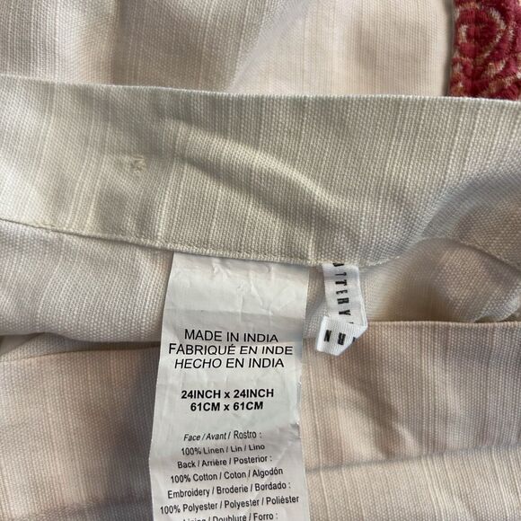 Pottery‎ Barn Embroidered Sham 24" Pillow Case Boho Indian Coral Floral Paisley - Picture 9 of 9